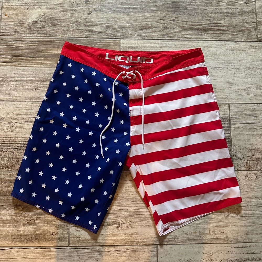 Men’s American Flag Bathing Suit Trunks